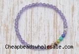CGB7091 7 chakra 4mm light amethyst beaded meditation yoga bracelets