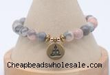 CGB7755 8mm pink zebra jasper bead with luckly charm bracelets