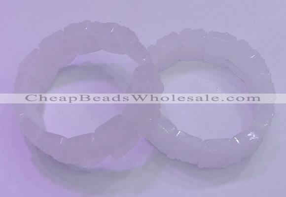 CGB800 8 inches 15*20mm rectangle white druzy agate bracelets