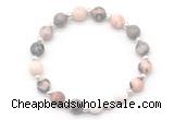 CGB8201 8mm pink zebra jasper & white lava beaded stretchy bracelets