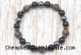 CGB8327 8mm matte bronzite, black onyx & hematite energy bracelet