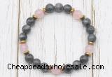 CGB8466 8mm black labradorite, rose quartz & hematite power beads bracelet