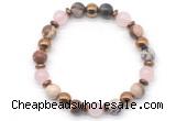 CGB8496 8mm rose quartz, zebra jasper & hematite energy bracelet