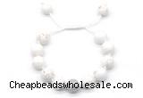 CGB8551 12mm round white howlite adjustable macrame bracelets