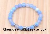 CGB8861 8mm, 10mm blue agate, drum & rondelle hematite beaded bracelets