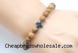 CGB8900 8mm, 10mm picture jasper & cross hematite power beads bracelets