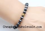 CGB9270 8mm, 10mm Tibetan agate & drum hematite power beads bracelets