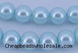 CGL346 5PCS 16 inches 12mm round dyed glass pearl beads wholesale