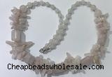 CGN300 27.5 inches chinese crystal & rose quartz beaded necklaces