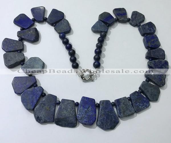 CGN432 20 inches freeform lapis lazuli gemstone beaded necklaces