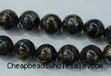 CGO163 15.5 inches 10mm round gold blue color stone beads