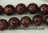 CGO57 15.5 inches 16mm round gold red color stone beads