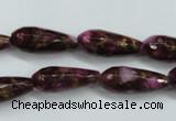 CGO83 15.5 inches 10*30mm faceted teardrop gold red color stone beads