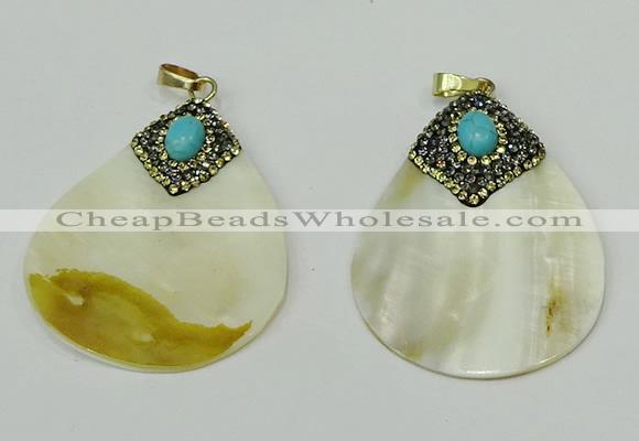 CGP289 35*50mm flat teardrop pearl shell pendants wholesale