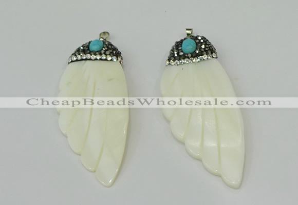 CGP293 28*70mm wing-shaped pearl shell pendants wholesale