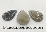 CGP3519 35*50mm - 40*55mm flat teardrop sakura agate slab pendants
