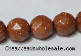 CGS61 15.5 inches 14mm faceted round goldstone beads wholesale