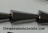 CHE176 15.5 inches 10*20mm faceted cone hematite beads wholesale