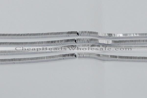 CHE578 15.5 inches 1*4*4mm square plated hematite beads wholesale