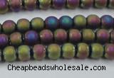 CHE725 15.5 inches 4mm round matte plated hematite beads wholesale