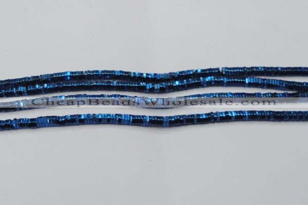CHE839 15.5 inches 1*3mm hexagon plated hematite beads wholesale