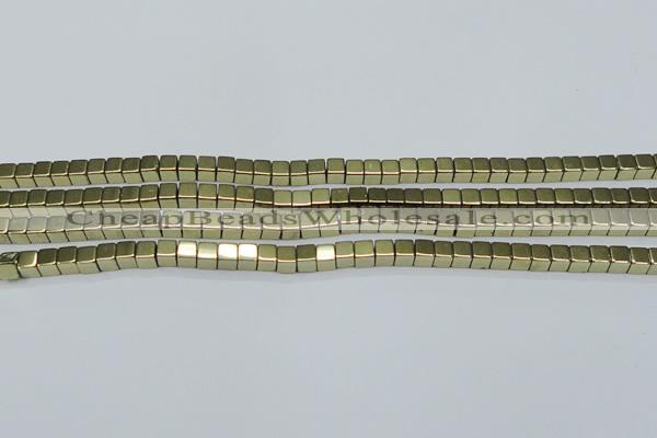 CHE879 15.5 inches 2*2mm cube plated hematite beads wholesale