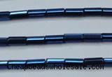 CHE911 15.5 inches 2*4mm faceted tube plated hematite beads wholesale
