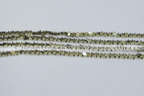 CHE937 15.5 inches 4mm star plated hematite beads wholesale