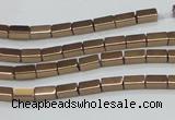 CHE955 15.5 inches 2*4mm cuboid plated hematite beads wholesale