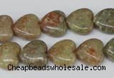 CHG45 15.5 inches 14*14mm heart New unakite gemstone beads wholesale