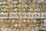 CITR11 15 inches 8mm faceted round natural citrine beads