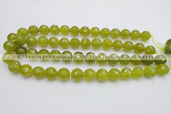 CKA220 15.5 inches 14mm faceted round Korean jade gemstone beads
