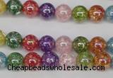 CKQ72 15.5 inches 8mm round AB-color dyed crackle quartz beads