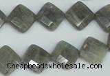 CLB181 15.5 inches 12*12mm faceted diamond labradorite beads