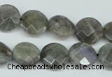CLB191 15.5 inches 14mm faceted coin labradorite gemstone beads