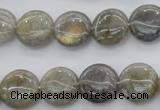 CLB73 15.5 inches 14mm flat round labradorite beads wholesale