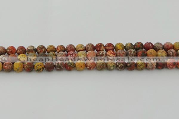 CLD212 15.5 inches 8mm round matte leopard skin jasper beads
