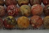 CLD214 15.5 inches 12mm round matte leopard skin jasper beads
