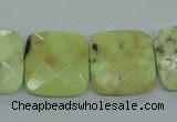 CLE61 15.5 inches 20*20mm faceted square lemon turquoise beads