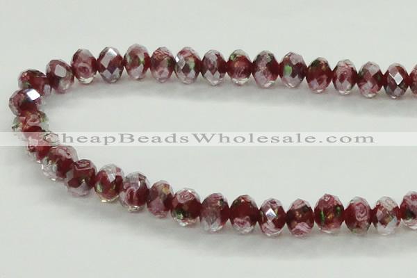 CLG02 12 inches 6*8mm faceted rondelle handmade lampwork beads