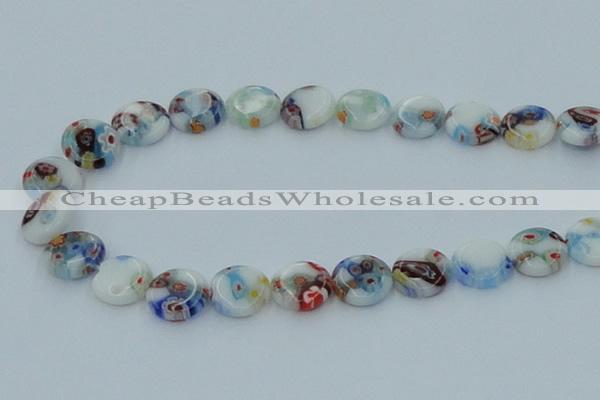 CLG516 16 inches 12mm flat round lampwork glass beads wholesale