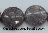 CLI02 15.5 inches 25mm flat round natural lilac jasper beads wholesale