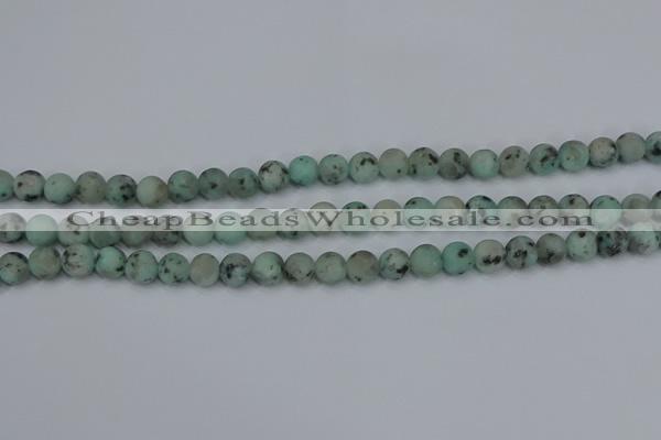 CLJ411 15.5 inches 6mm round matte sesame jasper beads wholesale