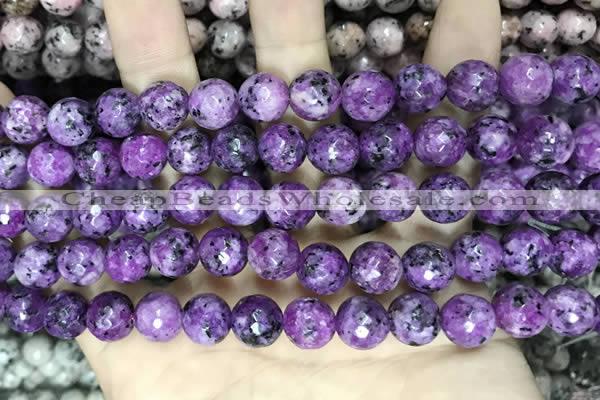 CLJ571 15 inches 10mm faceted 

round sesame jasper beads