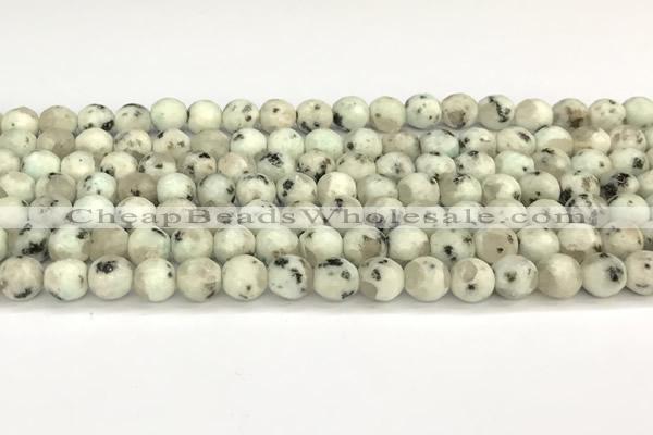CLJ650 15 inches 6mm faceted round sesame jasper beads