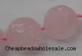 CLS103 15.5 inches 25mm faceted round large rose quartz beads