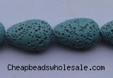 CLV24 15.5 inches 13*19mm teardrop blue natural lava beads wholesale