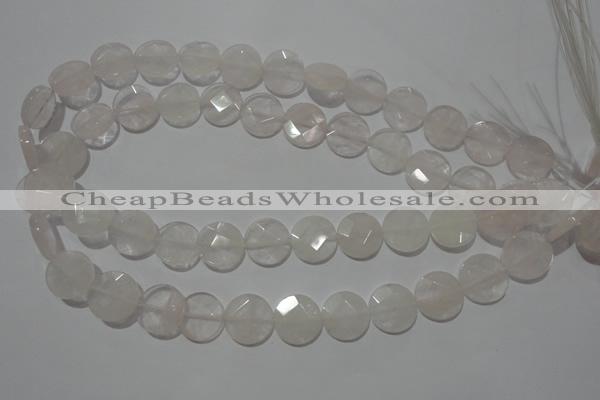 CME50 15.5 inches 15mm faceted coin rose quartz gemstone beads