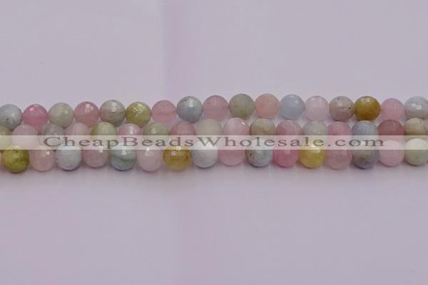 CMG211 15.5 inches 8mm faceted round morganite beads wholesale