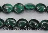 CMN100 15.5 inches 14mm flat round natural malachite beads wholesale